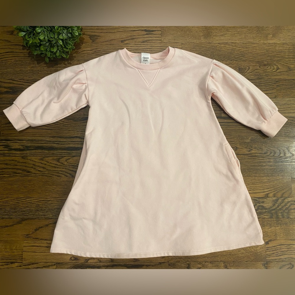 Open Edit Light Pink Girls Oversized Sweatshirt Dress Sz 5